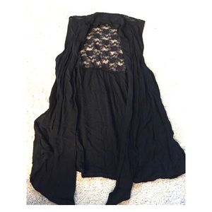 Black sleeveless cover up with lace back