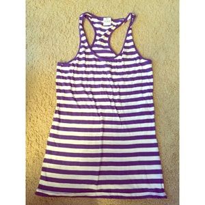 Racer back purple and white striped tank