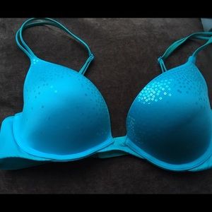Sequin blue Victoria's Secret bra 34C