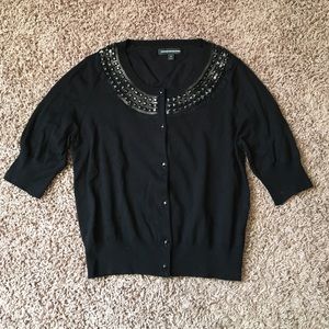 Express short sleeve black embellished cardigan.