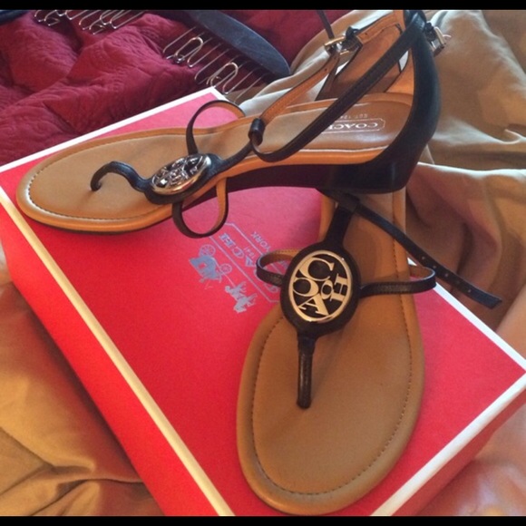 Coach black strap  sandals