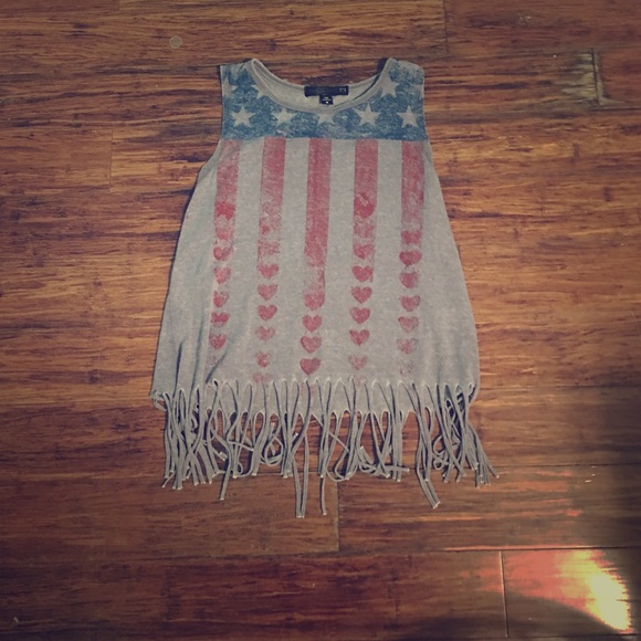 Sold!! Red white and blue fringe top