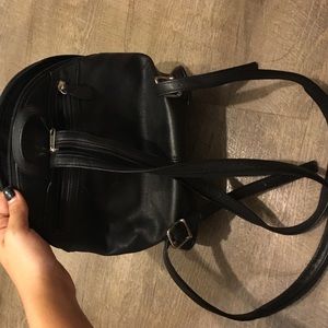 Black leather mini backpack