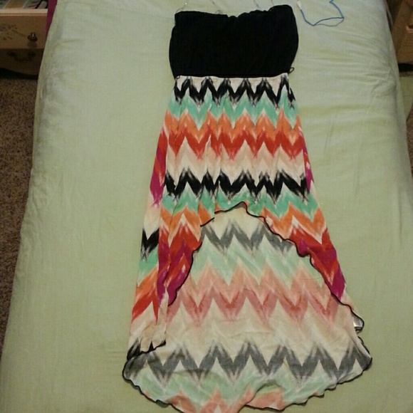 Colorful Chevron Strapless Dress