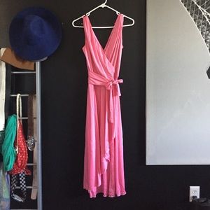 Vintage Betsey Johnson pink faux wrap dress