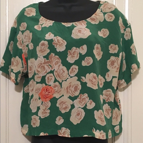 Anthropologie green floral top