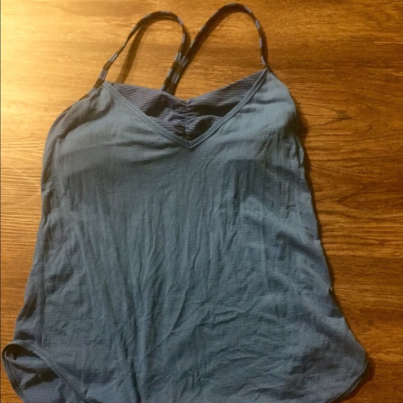 Blue and black striped Lululemon workout tank top