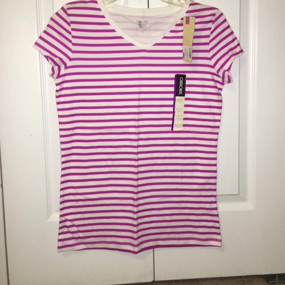 Purple and white striped tshirt
