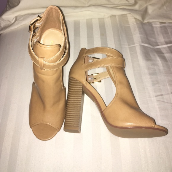 Express Tan Bootie Heels
