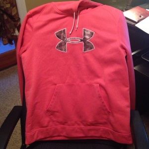 A pink camo under armor sweatshirt. XL fits tight*