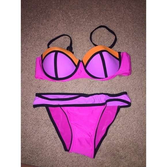 Purple pink and orange bikini