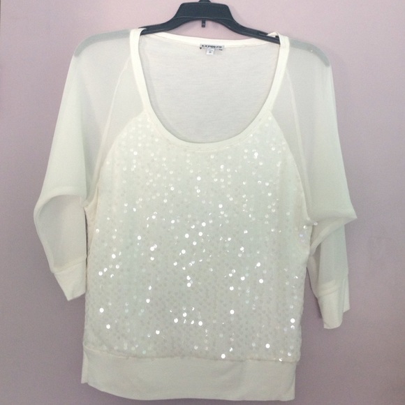 White Express Sequin Blouse