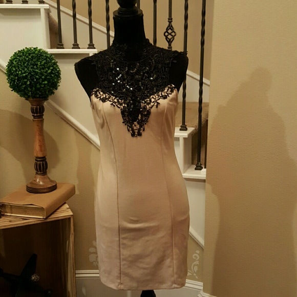 Cream & Black mini dress