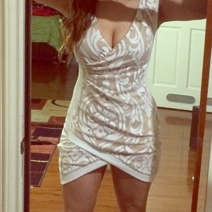 White and nude formal dress