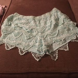 Mint colored laced shorts