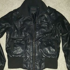Leather-look zip-up jacket