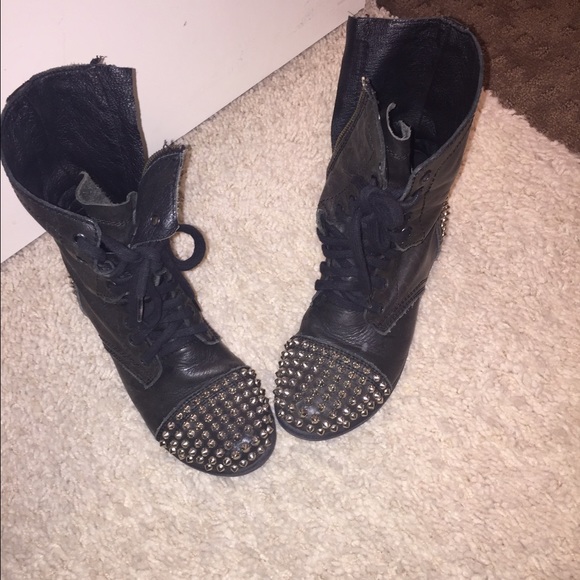 Steve Madden black studded combat boot