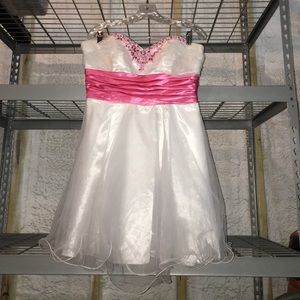 Pink and white semi formal dress