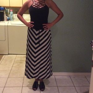 Black and white maxi skirt