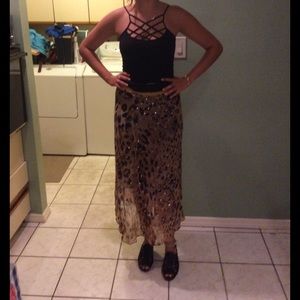 Animal print maxi skirt