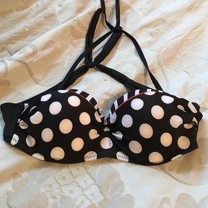 Black and white polka dot bikini top S small