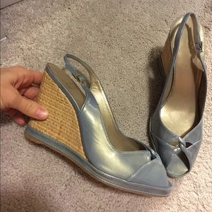 Stuart Weitzman blue patent wedge
