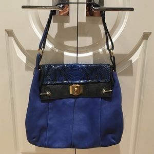 Chloe royal blue with black snake skin bag