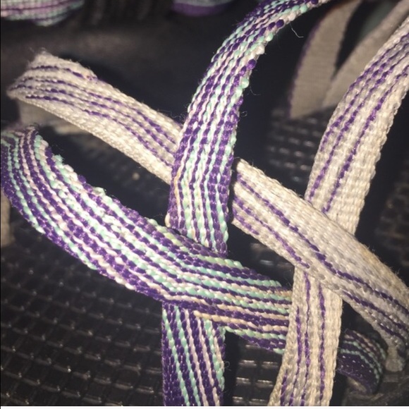 Purple and blue chacos!
