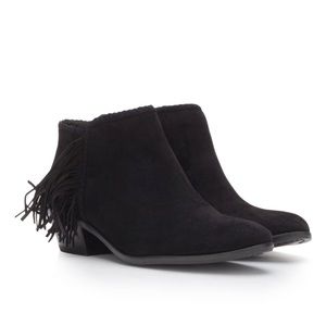 Black, Suede Fringe Booties