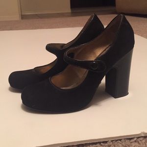 Black suede Tribeca Mary Janes Size 6