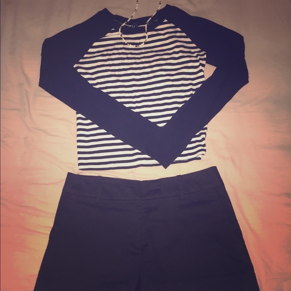 Forever 21 black and white striped crop top