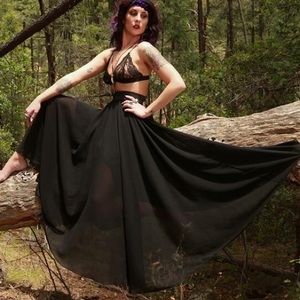 Long layered black maxi skirt