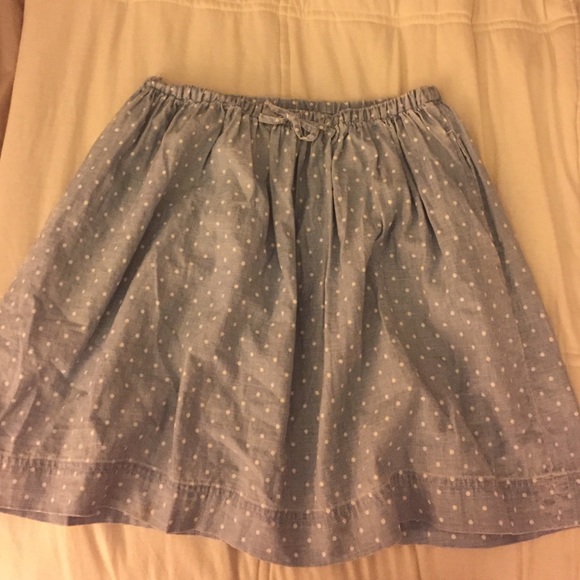 Blue J. Crew Skirt with white polka dots