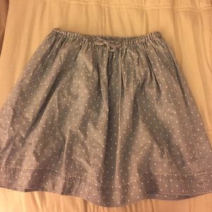 Blue J. Crew Skirt with white polka dots