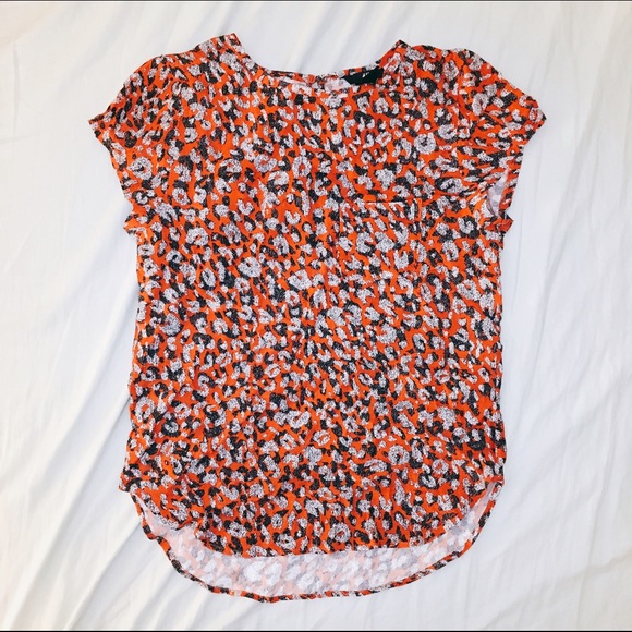 Red Black White Floral Blouse