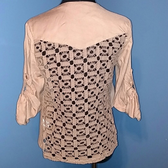 Tan Crochet Back Blazer - Picture 4 of 4