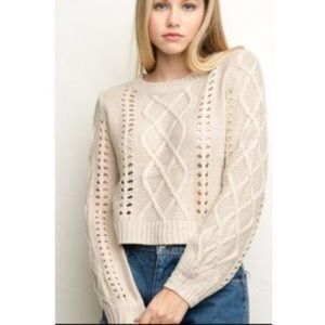 Cream Brandy❤️Melville knitted cropped sweater