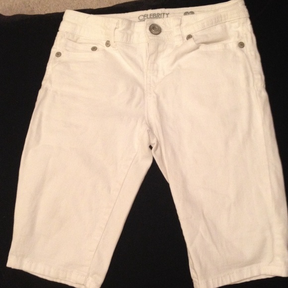 Girls White Bermuda Shorts