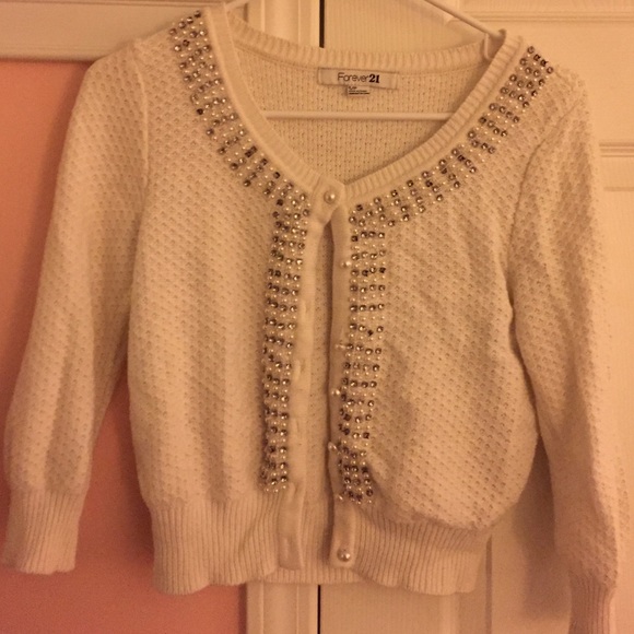 White Beaded Cardigan