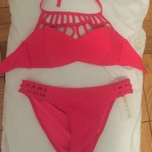 Adorable hot pink caged bikini set!
