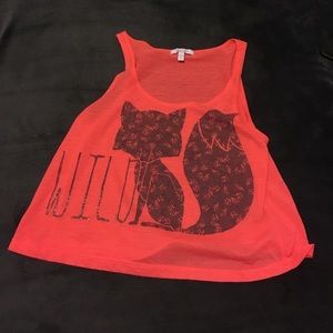 DONATING SOON Orange "wild" fox tank top