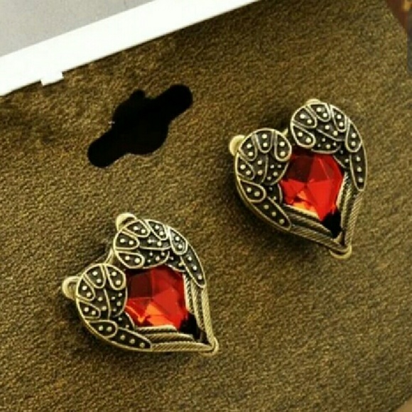 Party Red Bronze Retro Earrings - Picture 3 of 3