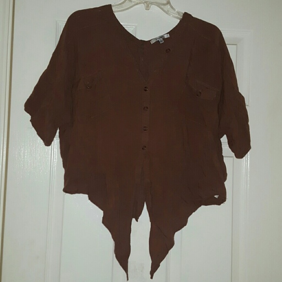 Brown Front Tie Blouse