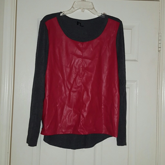 Red & Grey Leather Long Sleeve