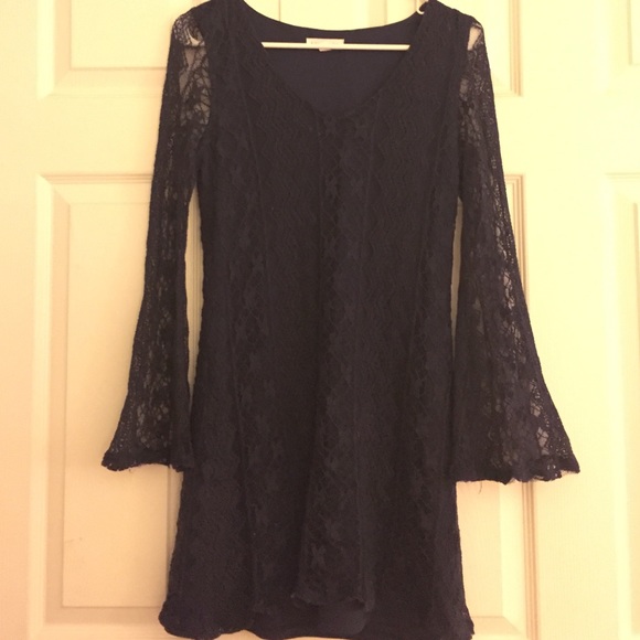 Blue Lace 70's Flare Dress