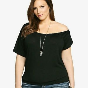 Torrid Sz 3 Off-Shoulder Black Tee
