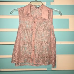 Lace button up crop top