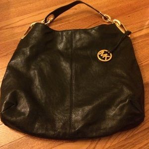 Micheal Kors black leather hobo
