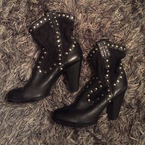 BCBG Black Studded Mesh Booties