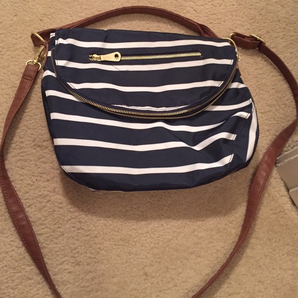 Blue and white striped cross body
